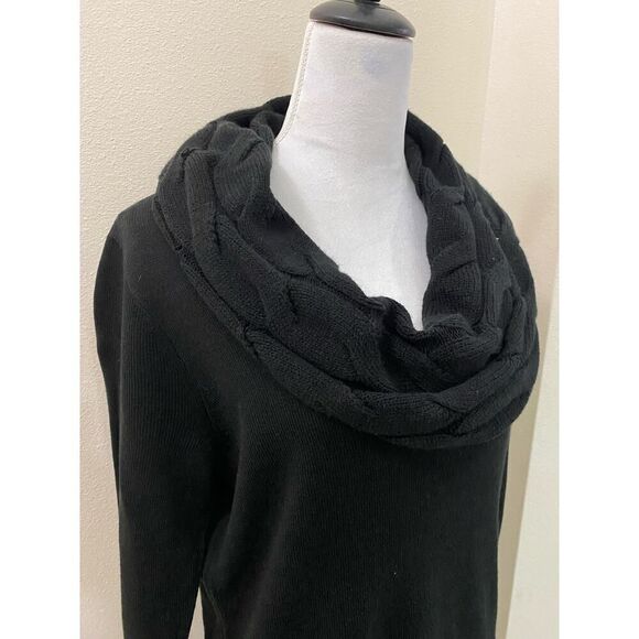 Soho Street NY&Co. Sweater Dress Black Cowl Neck With 2 Front Pockets Size M - Picture 2 of 9